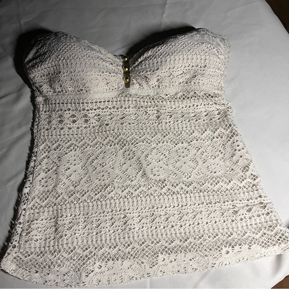 Lauren Ralph Lauren White Crochet Swim Coverup